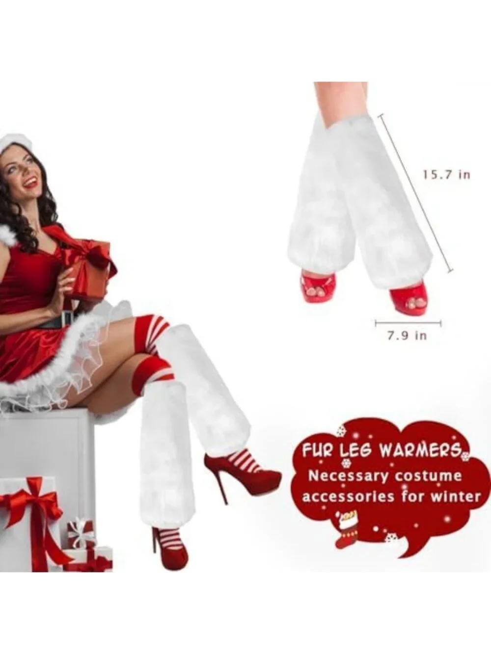 Cozy Fuzzy Fur Leg Warmers Set - 3 Pcs Winter Boot Cuffs & Headband for Women